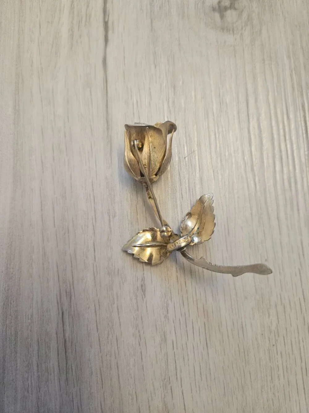 Vintage Giovanni Signed Gold Tone Rose Flower Brooch Pin Costume Jewelry Estate